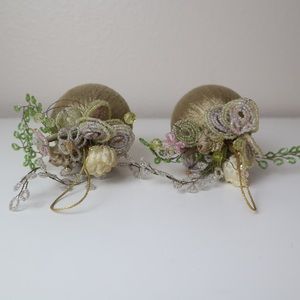Vintage Beaded Christmas Ornaments Set of 2